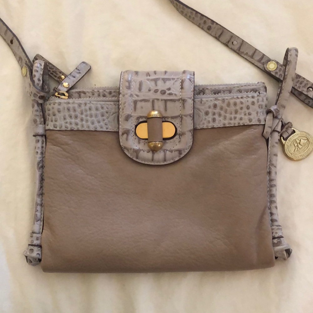 Brahmin Tan and Gray Shoulder Bag